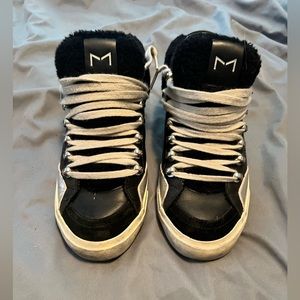 Marc Fisher leather faux fur sneakers